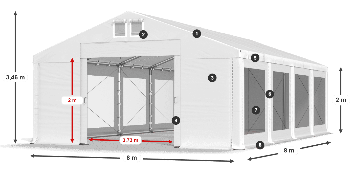 Roof: FR 620 PVC Walls: MS 580 PVC 2m legend
