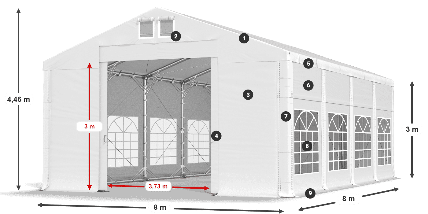 Roof: FR 620 PVC Walls: SD 500 PVC 3m legend