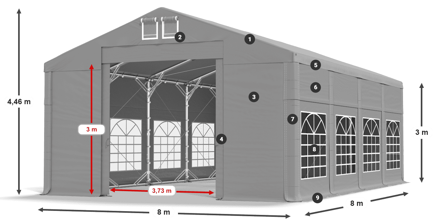 Roof: FR 620 PVC Walls: SD 500 PVC 3m legend