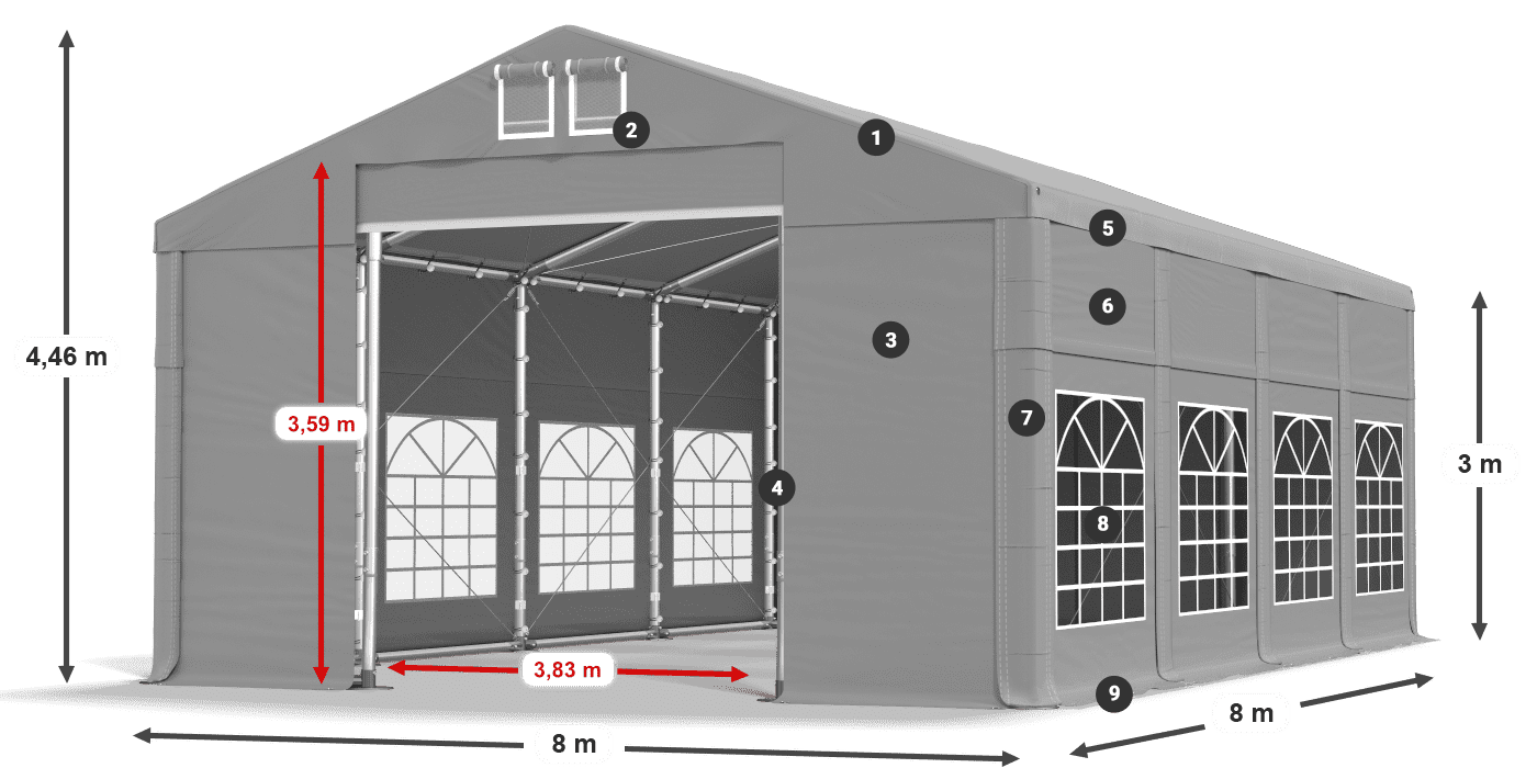 Roof: FR 620 PVC Walls: SD 500 PVC 3m legend