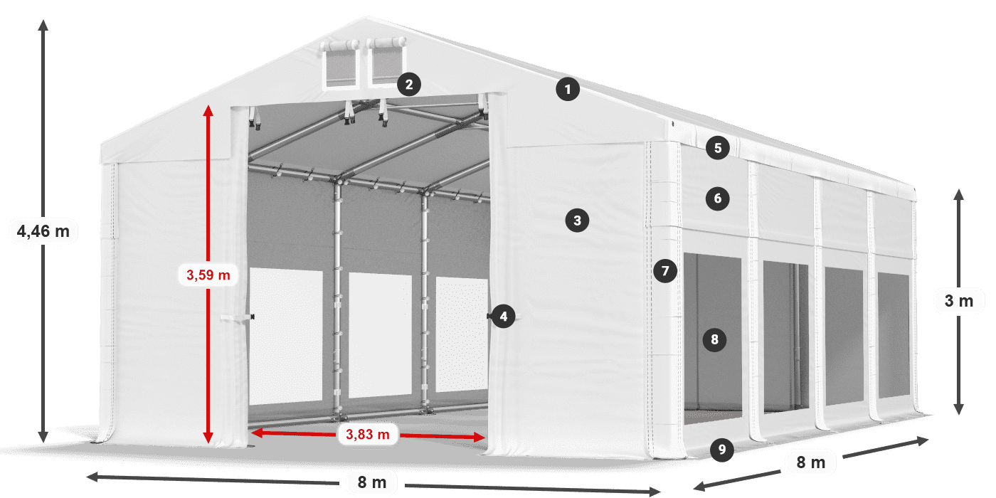 Roof: MS 580 PVC Walls: MS 580 PVC 3m legend