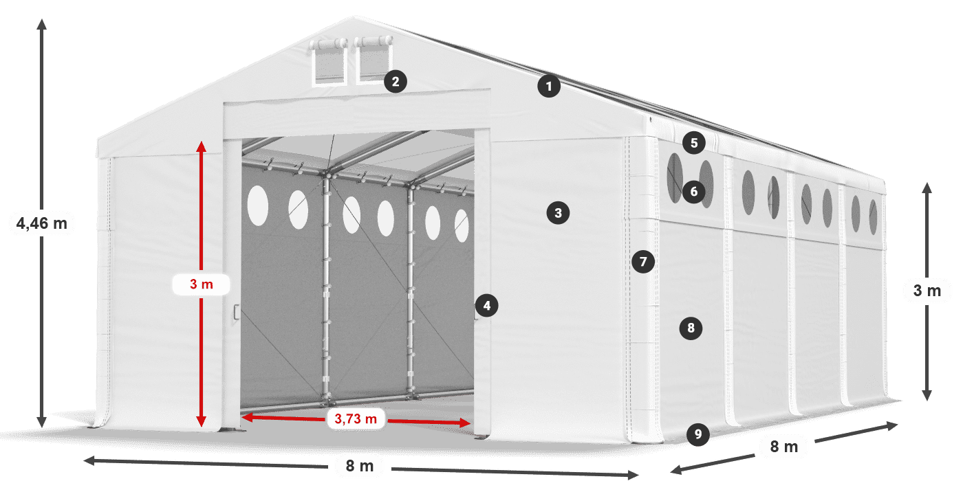 Roof: MS T 580 PVC Walls: MS O 580 PVC 3m legend