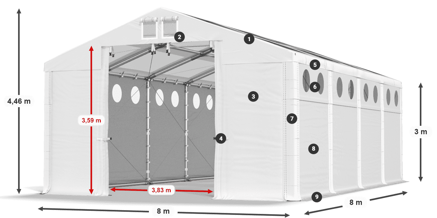 Roof: MS T 580 PVC Walls: MS O 580 PVC 3m legend