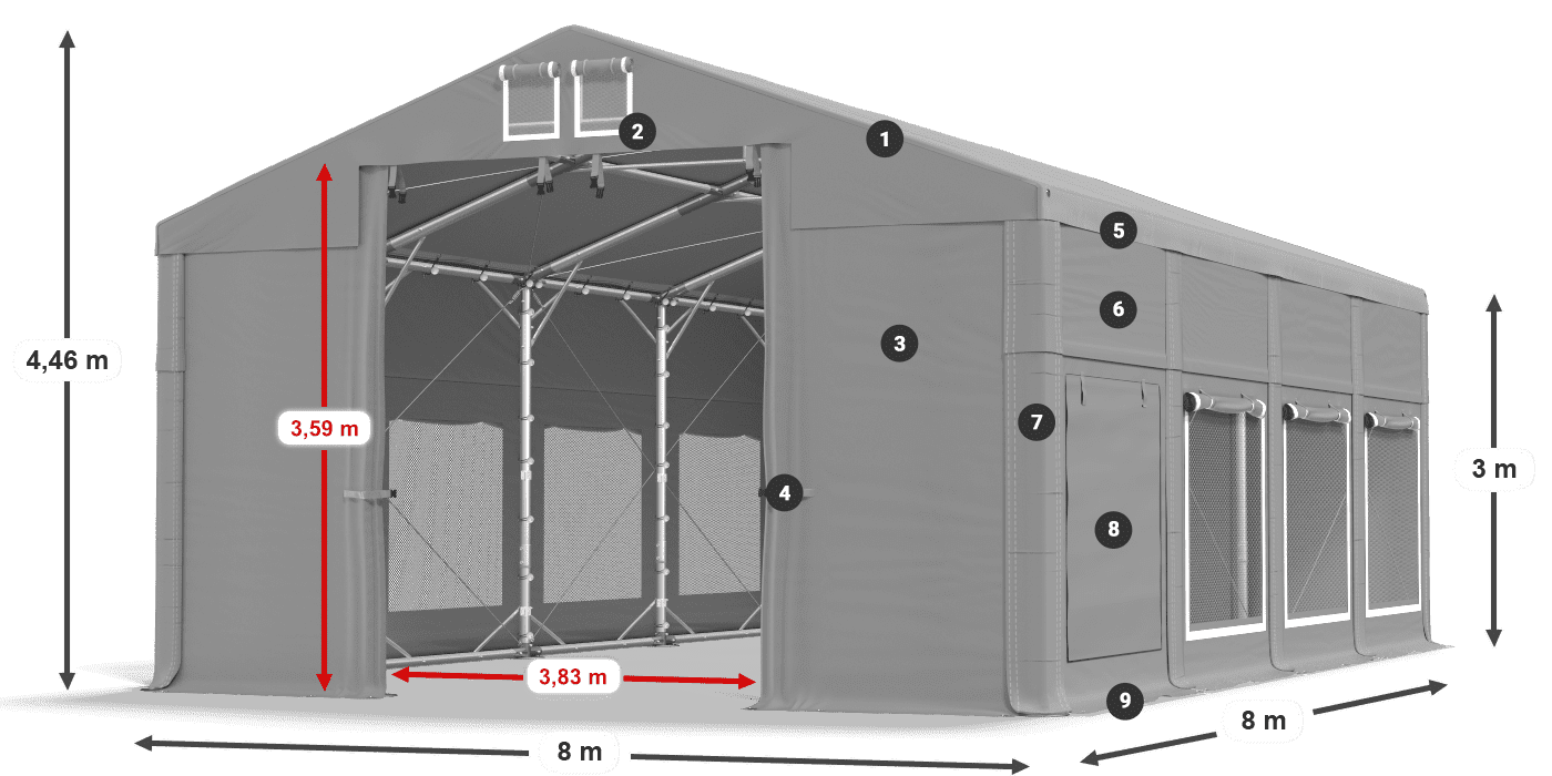 Roof: MS 580 PVC Walls: SD M 500 PVC 3m legend