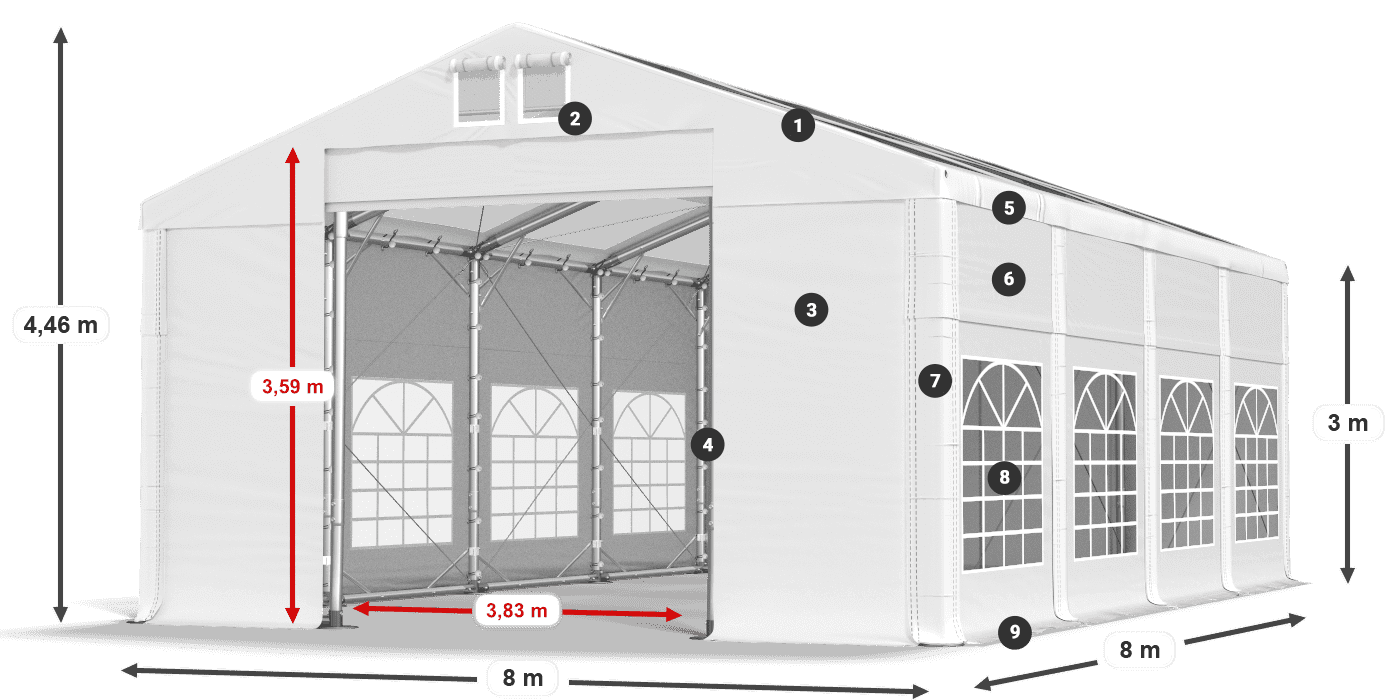 Roof: MS T 580 PVC Walls: SD I 500 PVC 3m legend