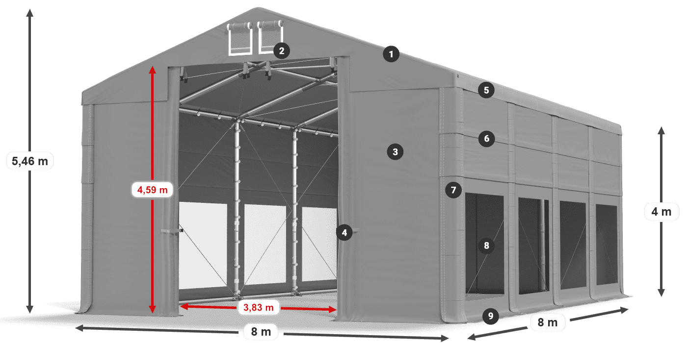 Roof: MS 580 PVC Walls: MS 580 PVC