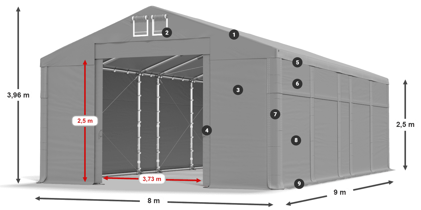 Roof: FR 620 PVC Walls: SD 500 PVC 2.5m legend