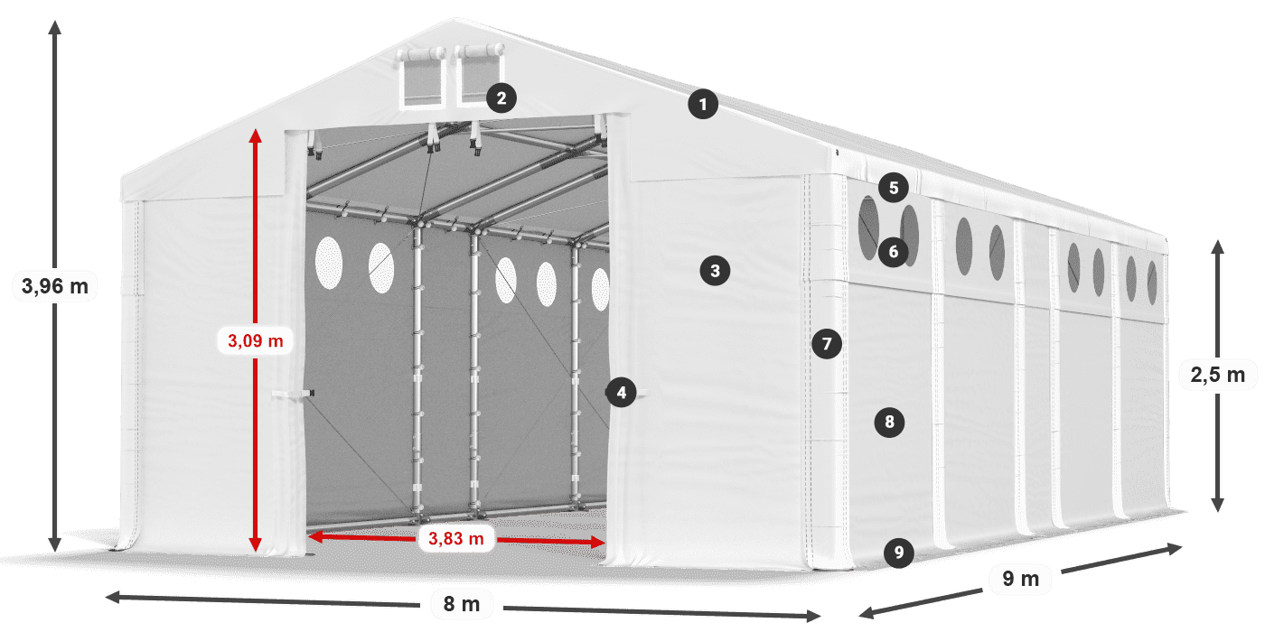 Roof: FR 620 PVC Walls: SD 500 PVC