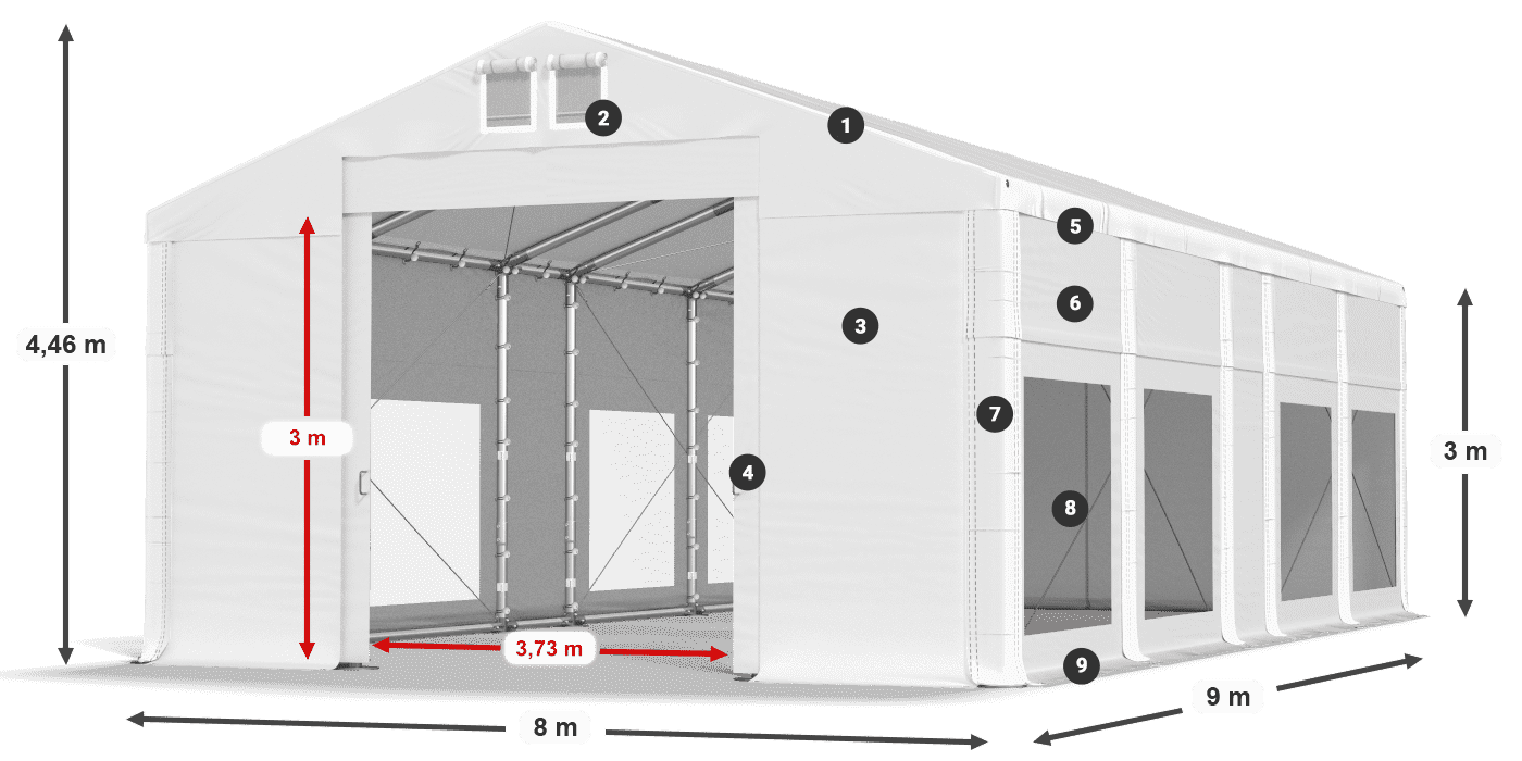 Roof: MS 580 PVC Walls: MS 580 PVC 3m legend