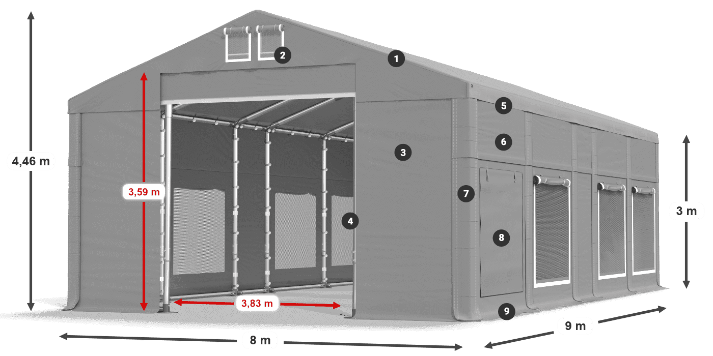 Roof: MS 580 PVC Walls: SD M 500 PVC 3m legend