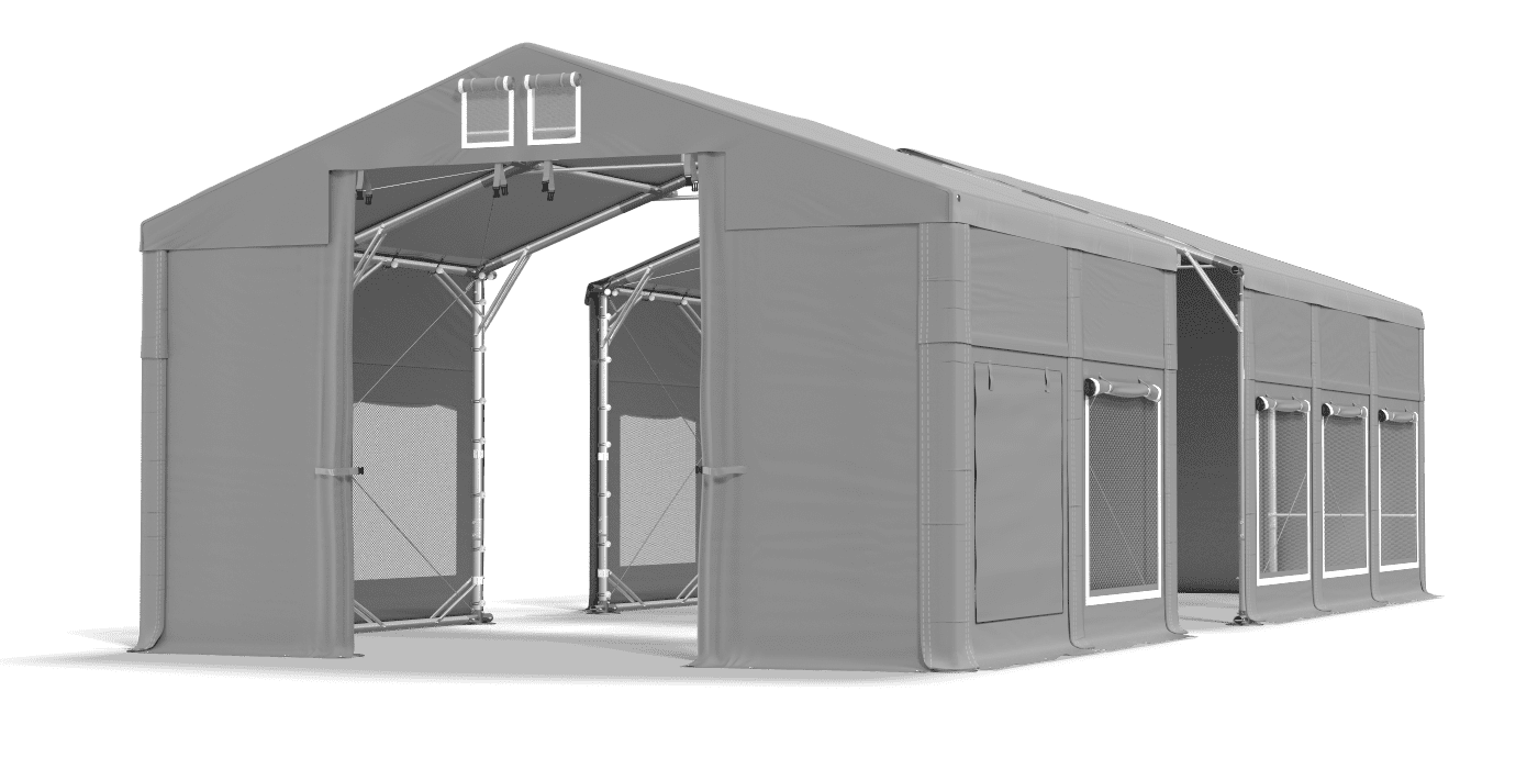 Open entrance tent