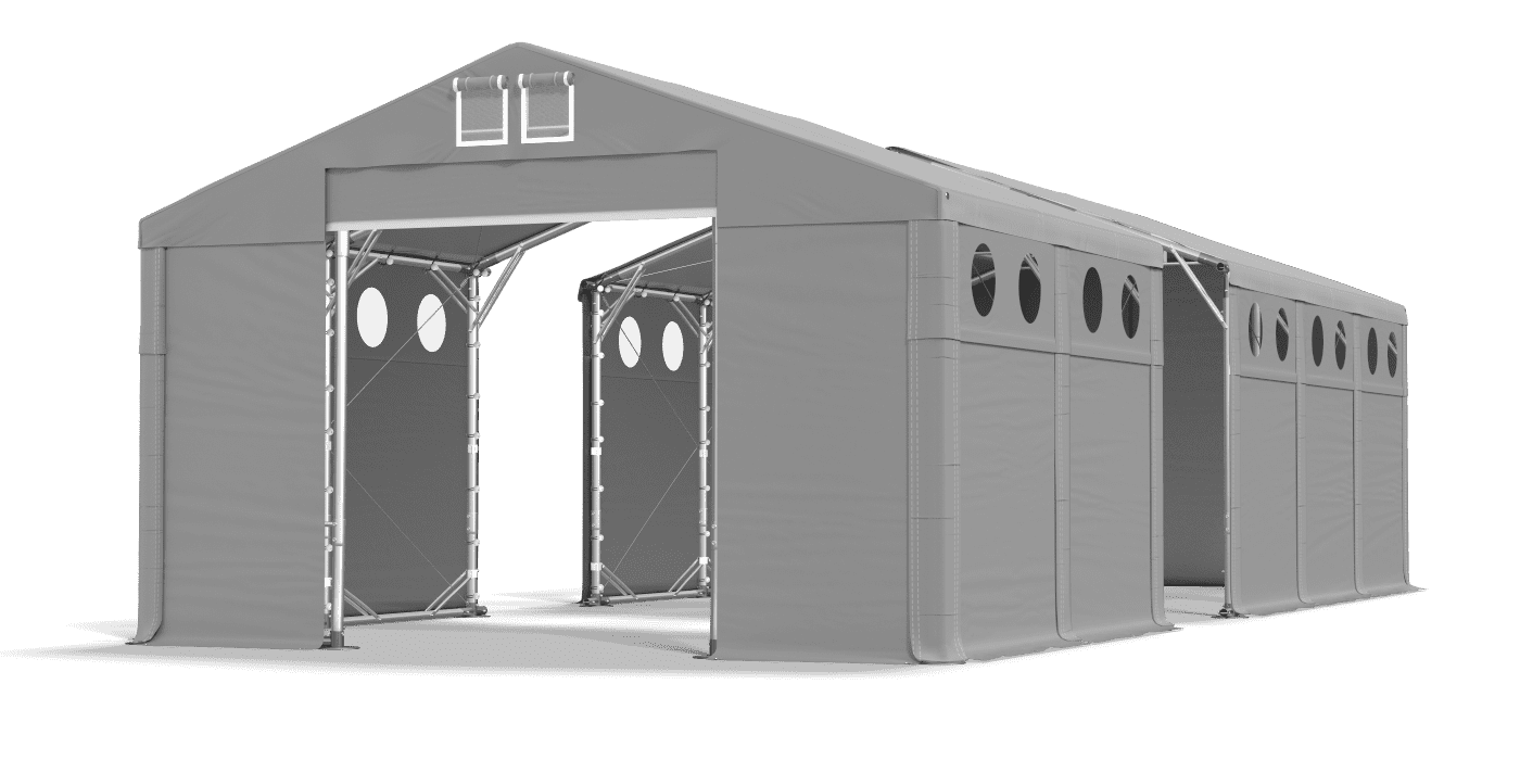 Open entrance tent