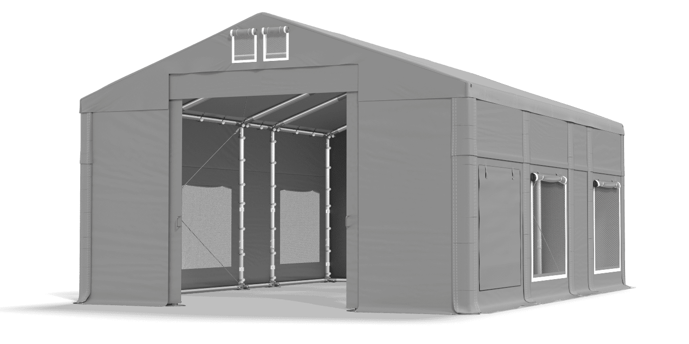 Open entrance tent