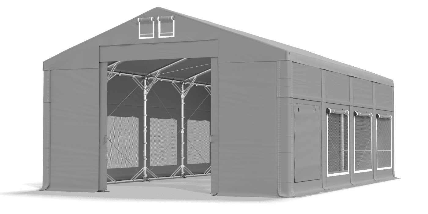 Open entrance tent