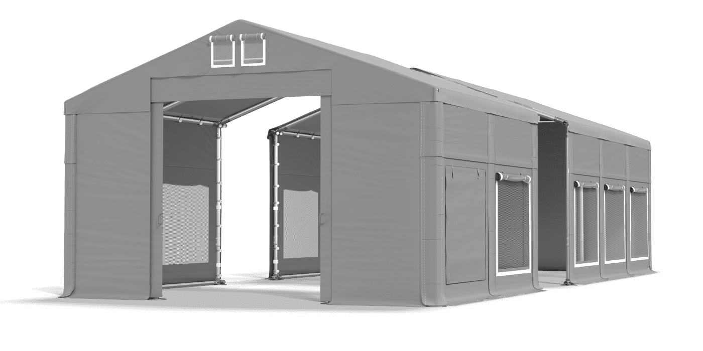 Open entrance tent