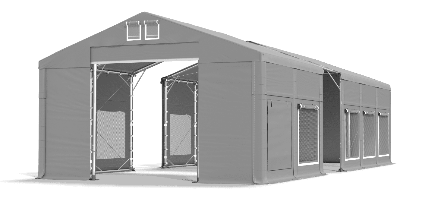 Open entrance tent