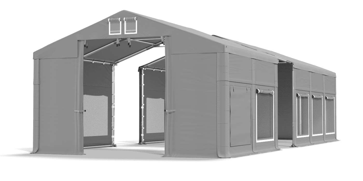 Open entrance tent