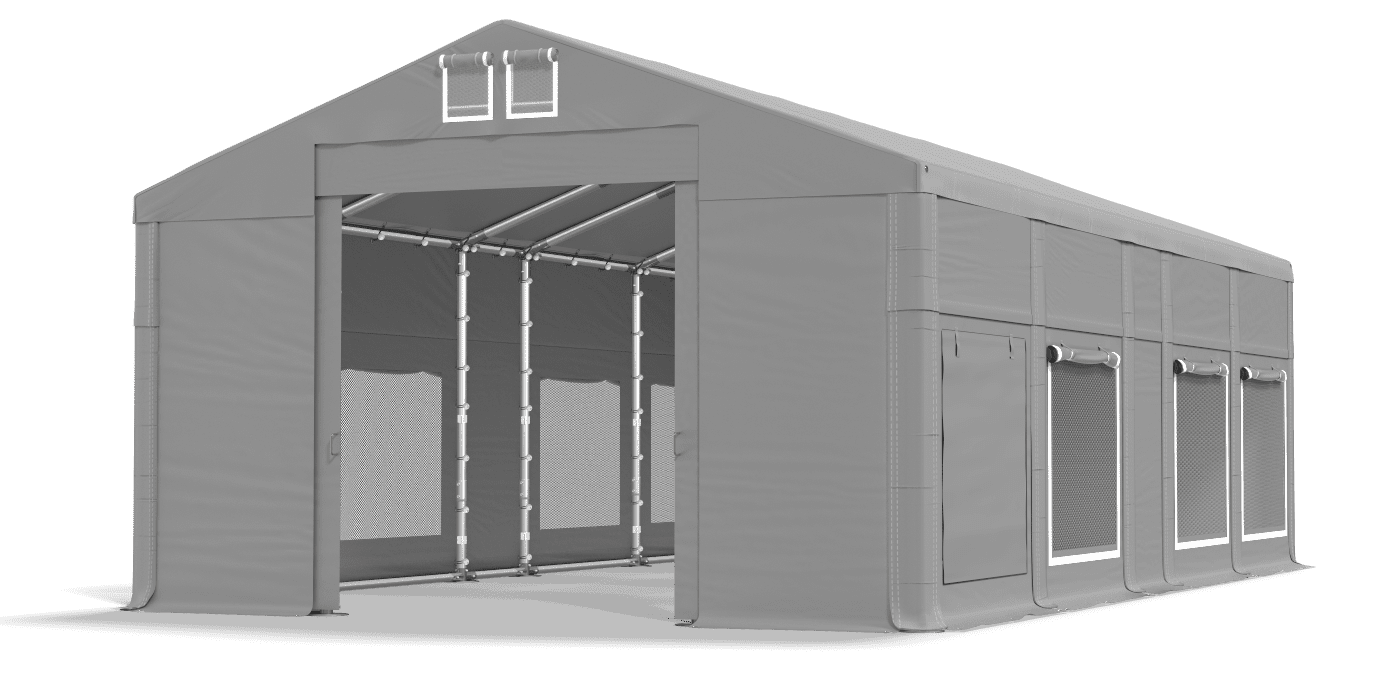 Open entrance tent